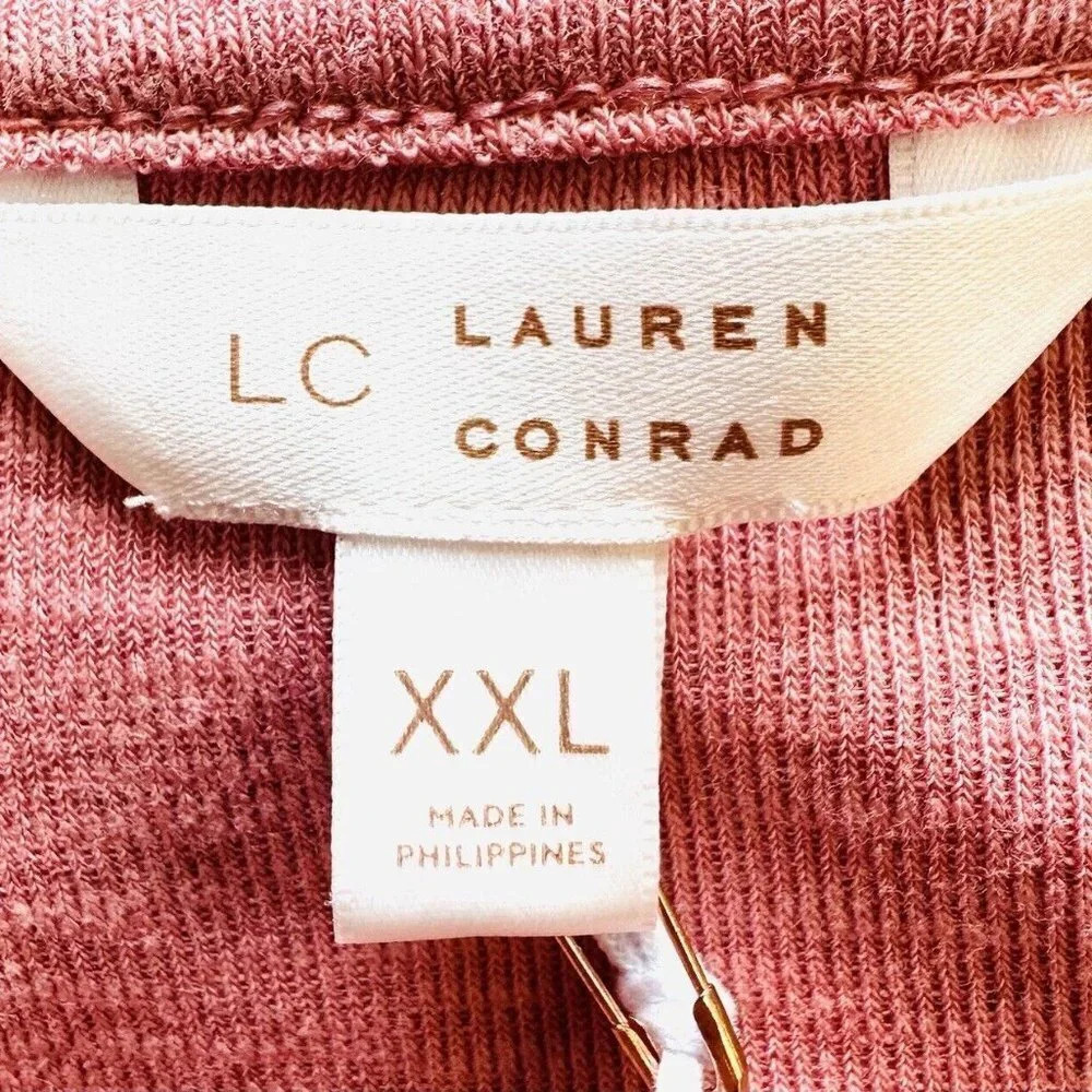 NWT LAUREN CONRAD Women Long Sleeve Pullover Round Neck Pink Shirt Plus Size XXL - Picture 10 of 12